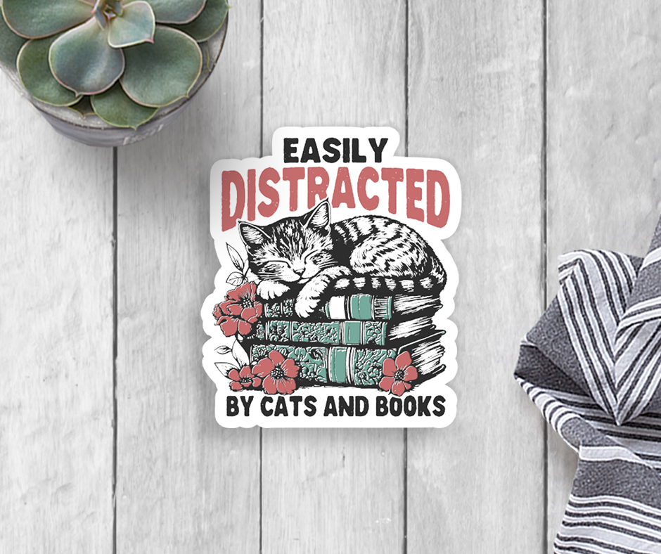 Cats and Books Vinyl Sticker