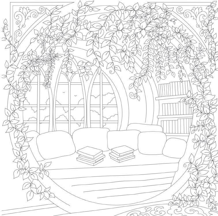 Cozy Bookshops Coloring Book