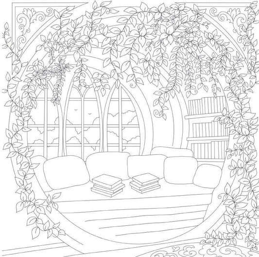 Cozy Bookshops Coloring Book