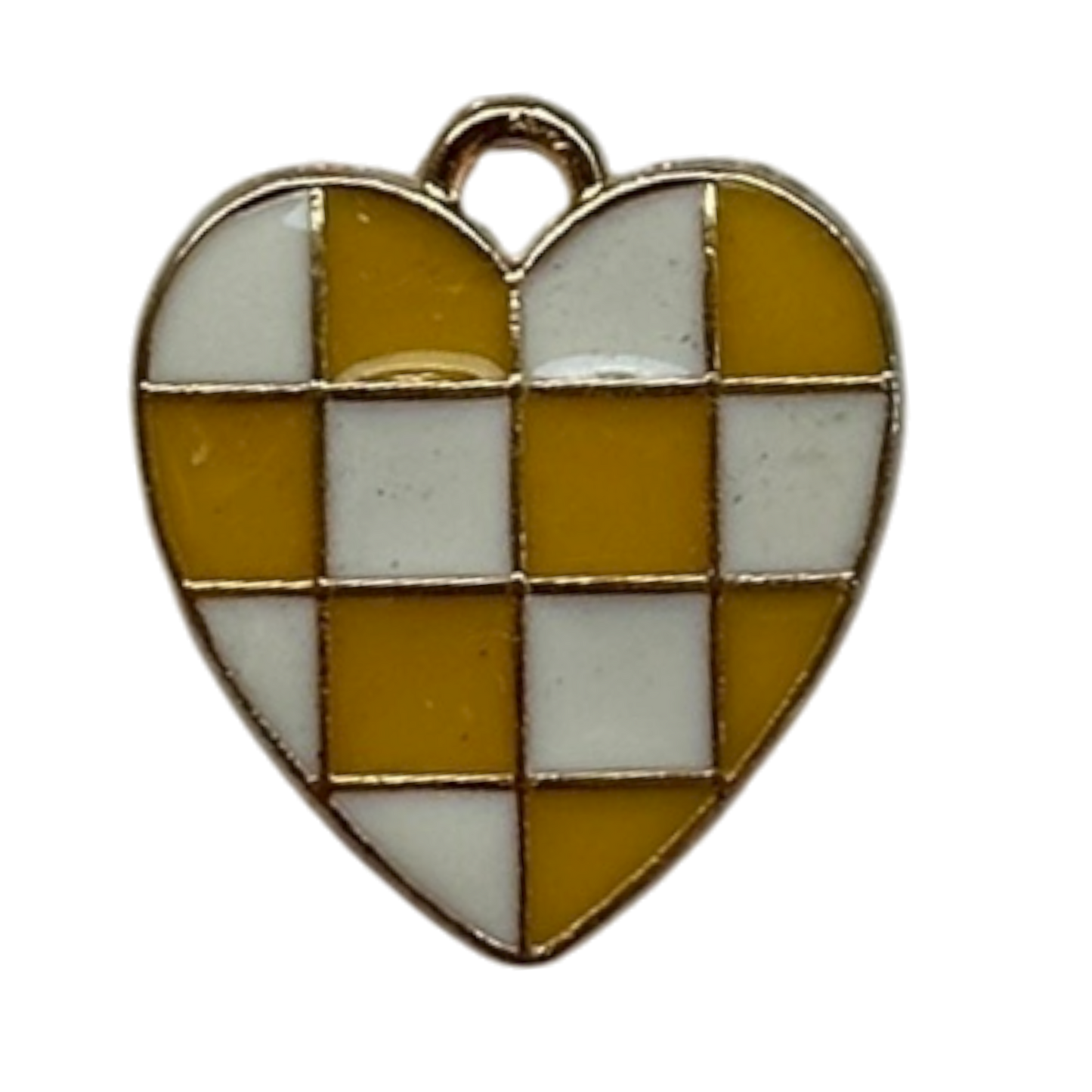 Yellow & White Checkered Heart