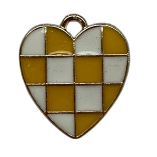 Yellow & White Checkered Heart