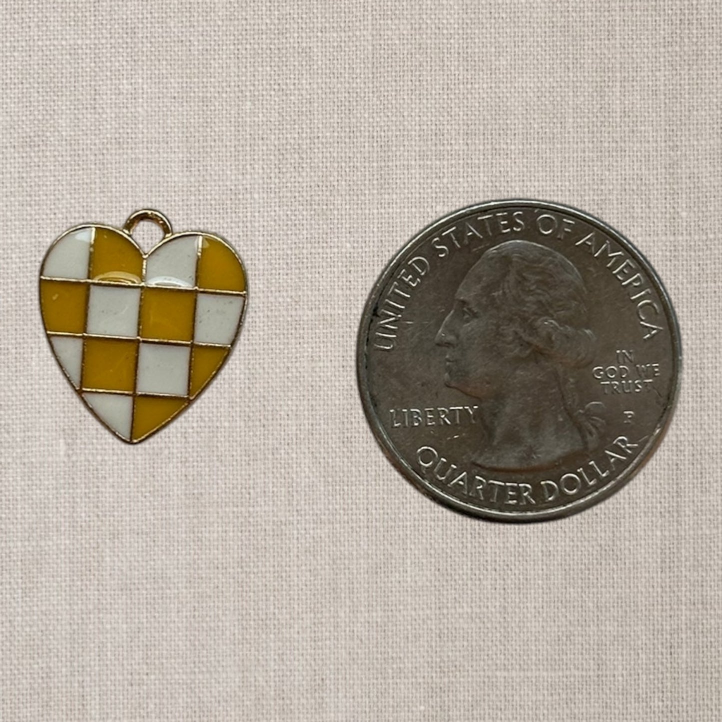 Yellow & White Checkered Heart
