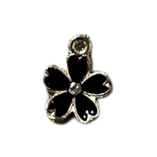 Black Rhinestone Flower