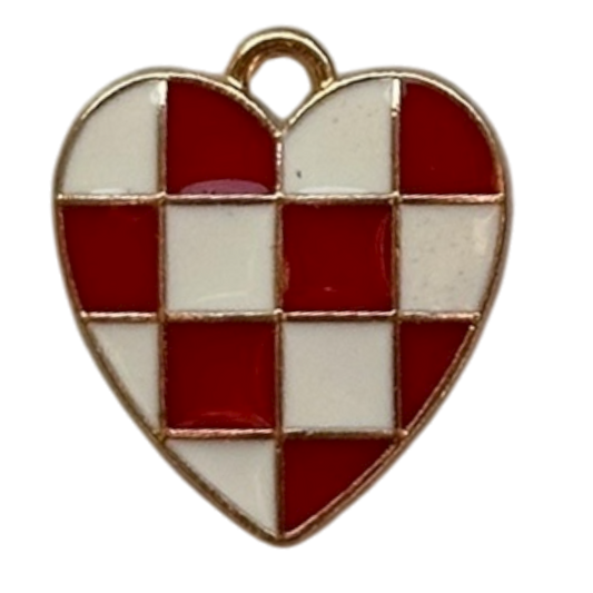 Red and White Checker Heart