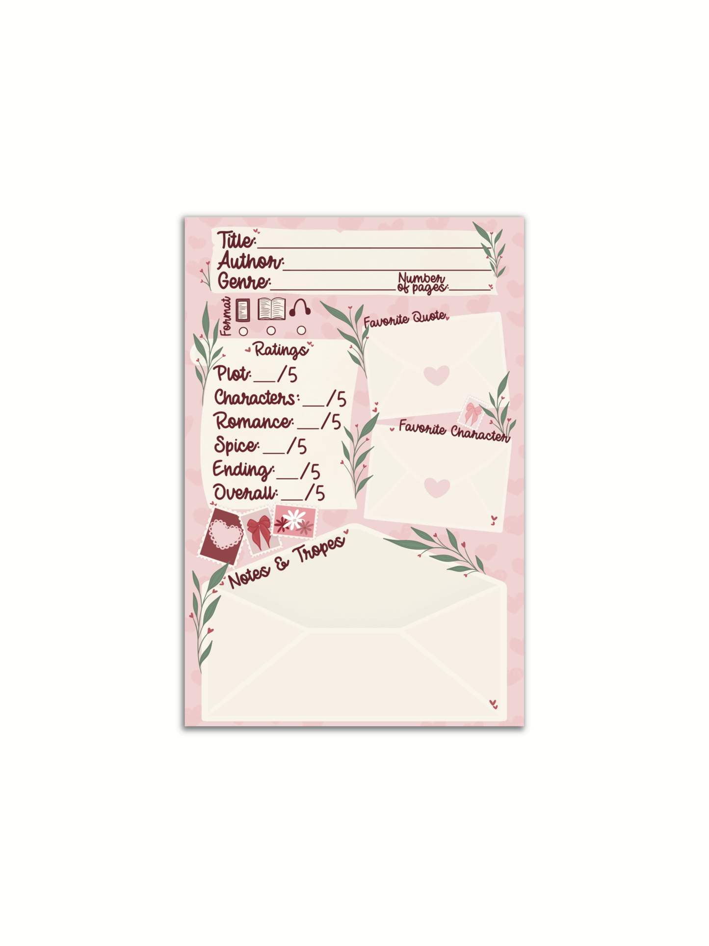 Book Review Post-it Notepad | Love Letters