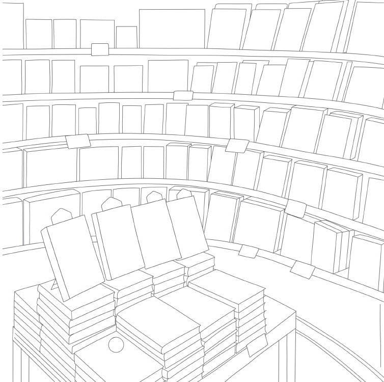 Cozy Bookshops Coloring Book